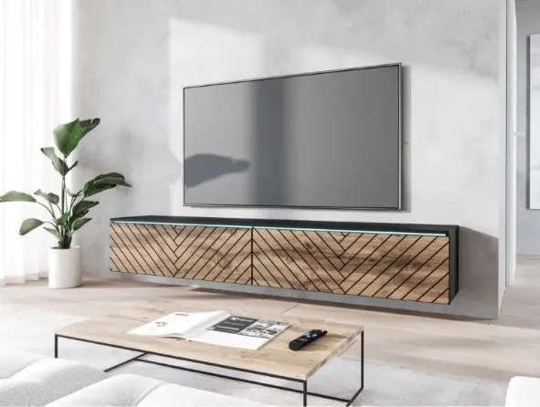 Szafka RTV DONNA 180 cm front MDF z wzorem 3D