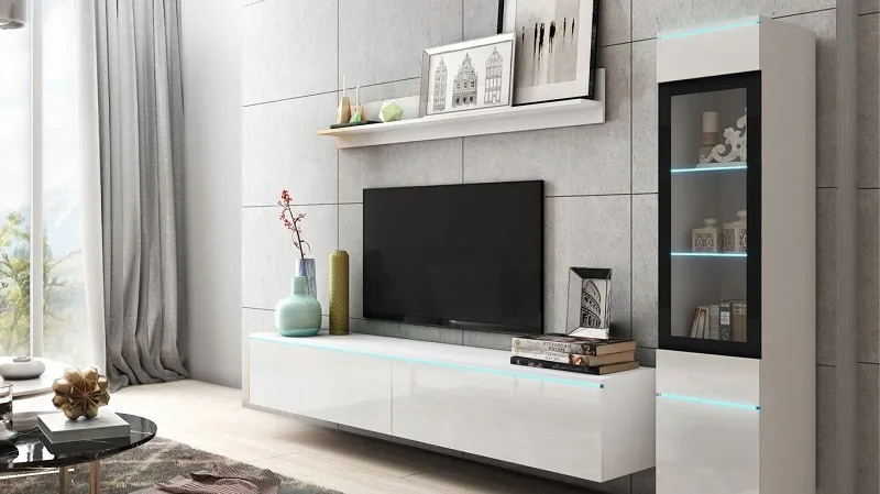 Nowoczesna biała meblościanka - Veve I do salonu