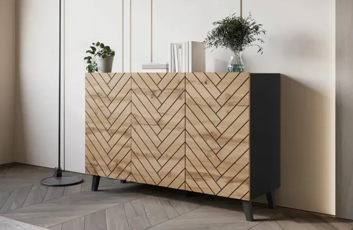 Komoda LOKET 120 cm, front MDF z wzorem 3D