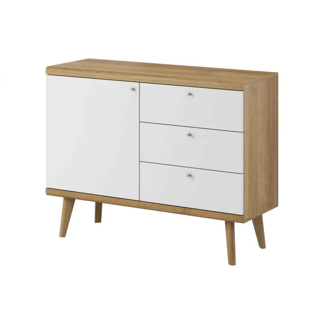 Komoda niska do salonu OSLO 107 cm dąb riviera/biały