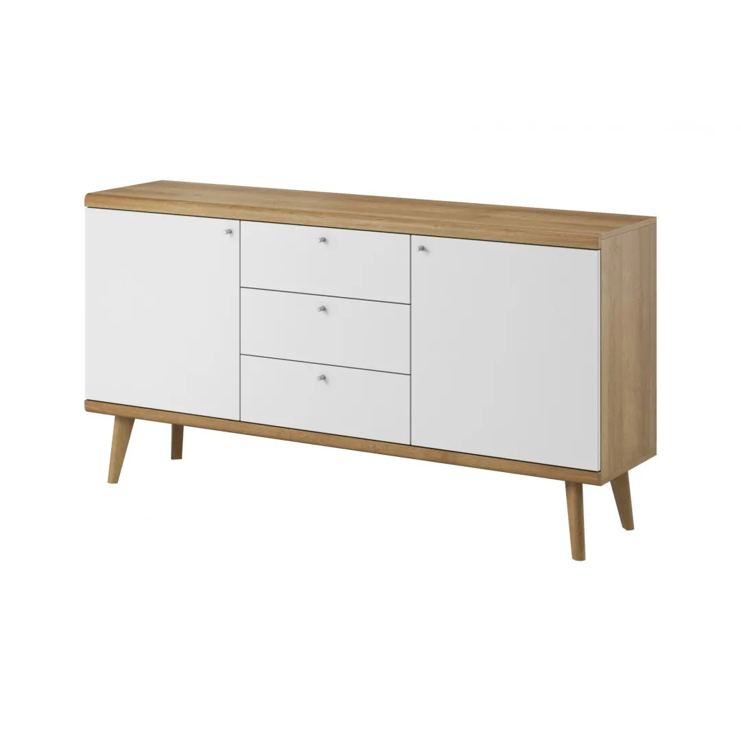 Komoda niska do salonu OSLO 160 cm dąb riviera/biały